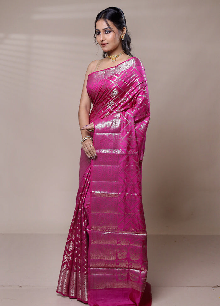 Pink Dupion Silk Saree With Blouse Piece