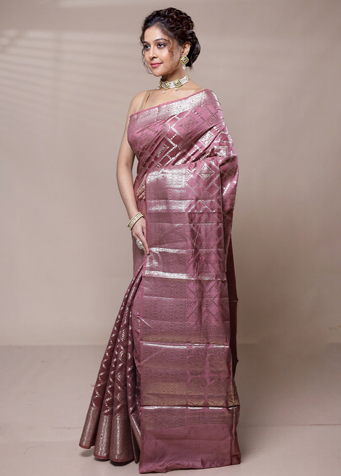 Pink Dupion Silk Saree With Blouse Piece