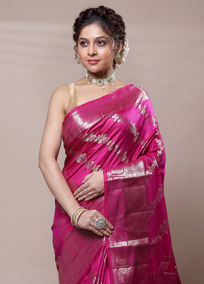 Pink Dupion Silk Saree With Blouse Piece