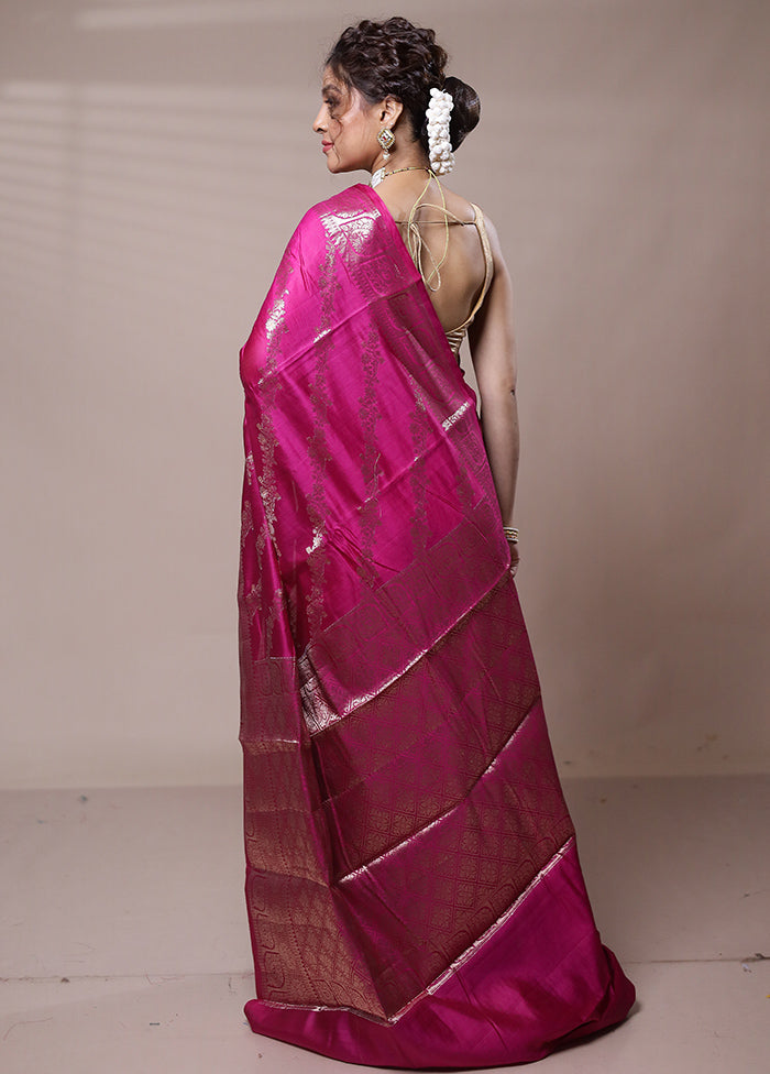 Pink Dupion Silk Saree With Blouse Piece