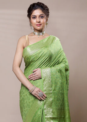 Green Jamewar Silk Saree With Blouse Piece