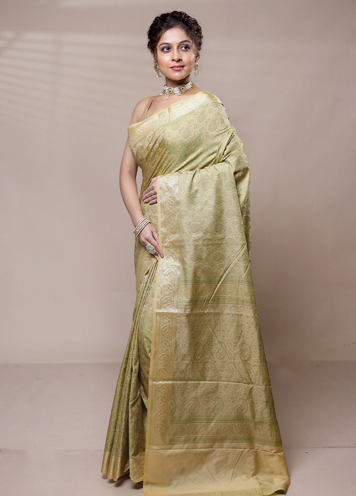 Green Jamewar Silk Saree With Blouse Piece