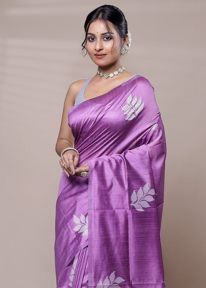 Purple Matka Silk Saree With Blouse Piece