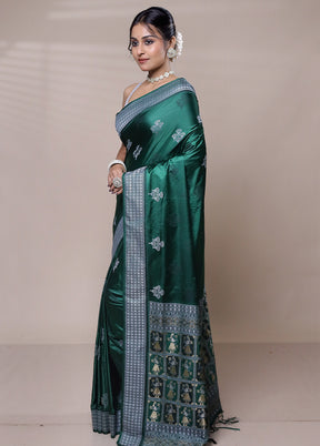 Green Dupion Silk Saree With Blouse Piece