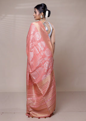 Pink Dupion Silk Saree With Blouse Piece