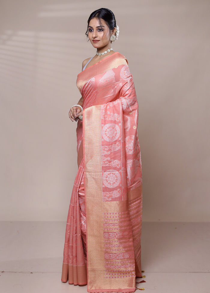 Pink Dupion Silk Saree With Blouse Piece