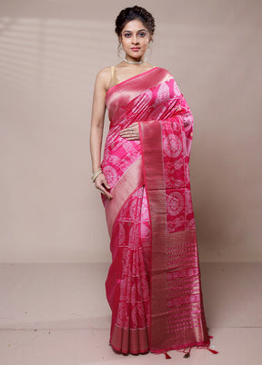 Pink Dupion Silk Saree With Blouse Piece