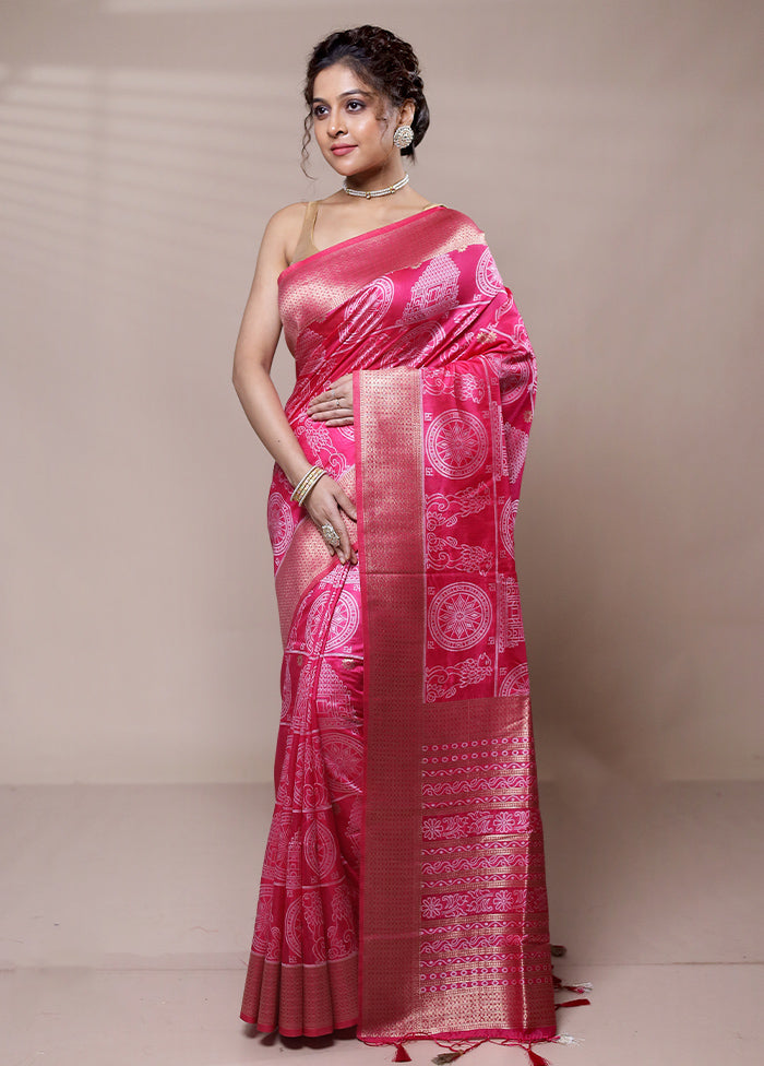 Pink Dupion Silk Saree With Blouse Piece