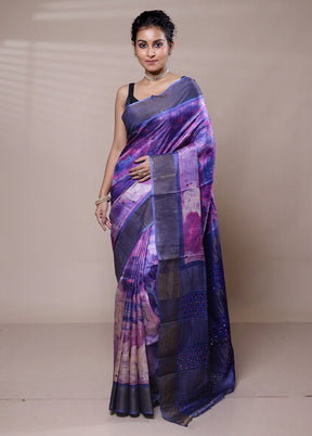 Purple Tussar Silk Saree With Blouse Piece