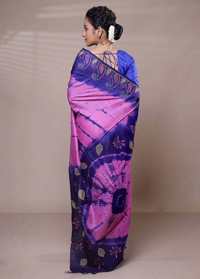 Pink Tussar Silk Saree With Blouse Piece