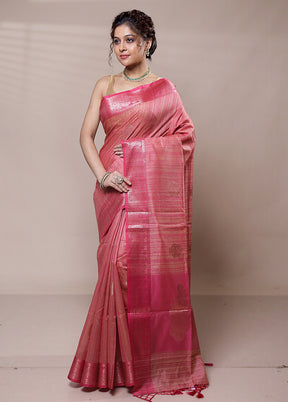 Pink Dupion Silk Saree With Blouse Piece