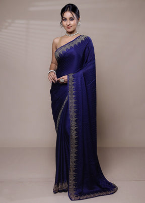 Blue Handloom Net Pure Net Saree With Blouse Piece