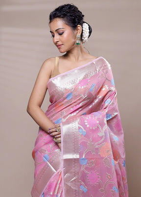 Pink Organza Saree With Blouse Piece