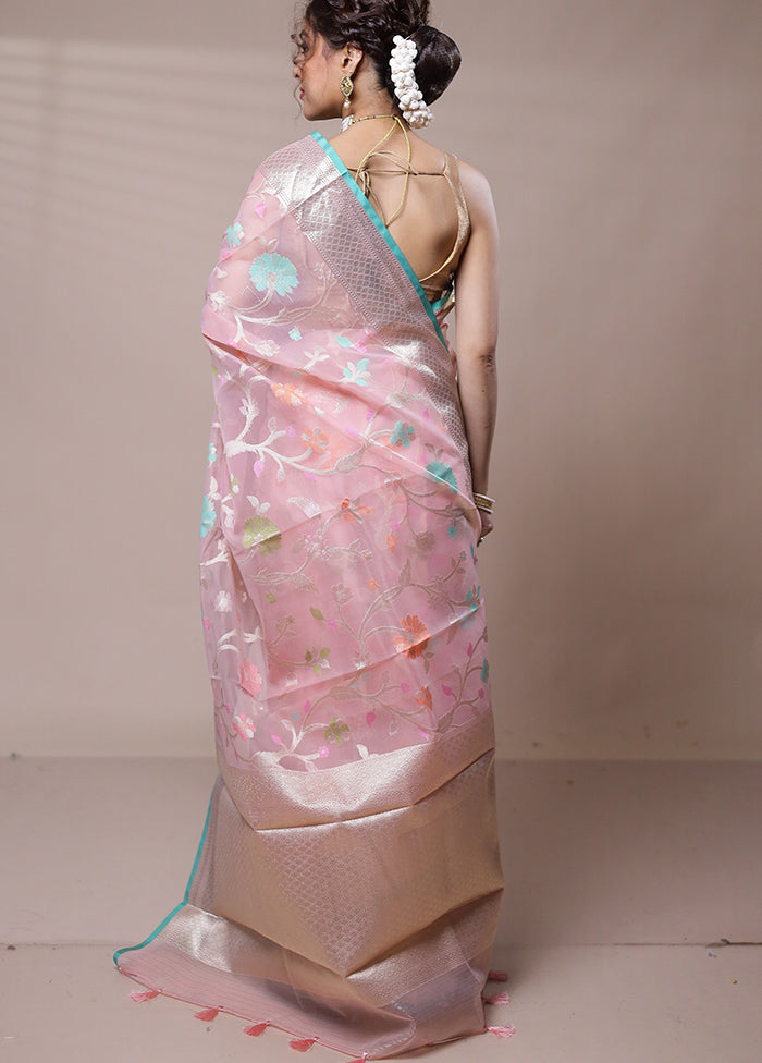 Pink Organza Saree With Blouse Piece