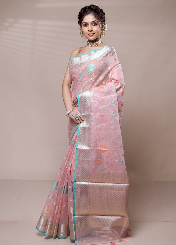 Pink Organza Saree With Blouse Piece