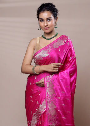 Pink Dupion Silk Saree With Blouse Piece