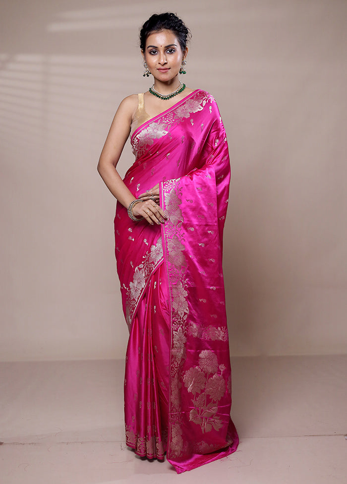 Pink Dupion Silk Saree With Blouse Piece