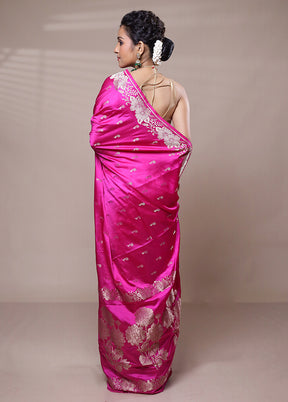 Pink Dupion Silk Saree With Blouse Piece