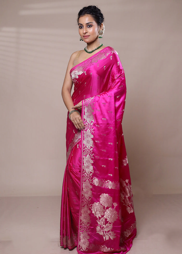 Pink Dupion Silk Saree With Blouse Piece