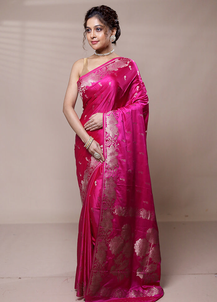 Pink Dupion Silk Saree With Blouse Piece