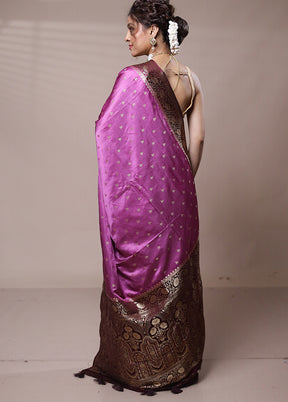 Pink Katan Silk Saree With Blouse Piece