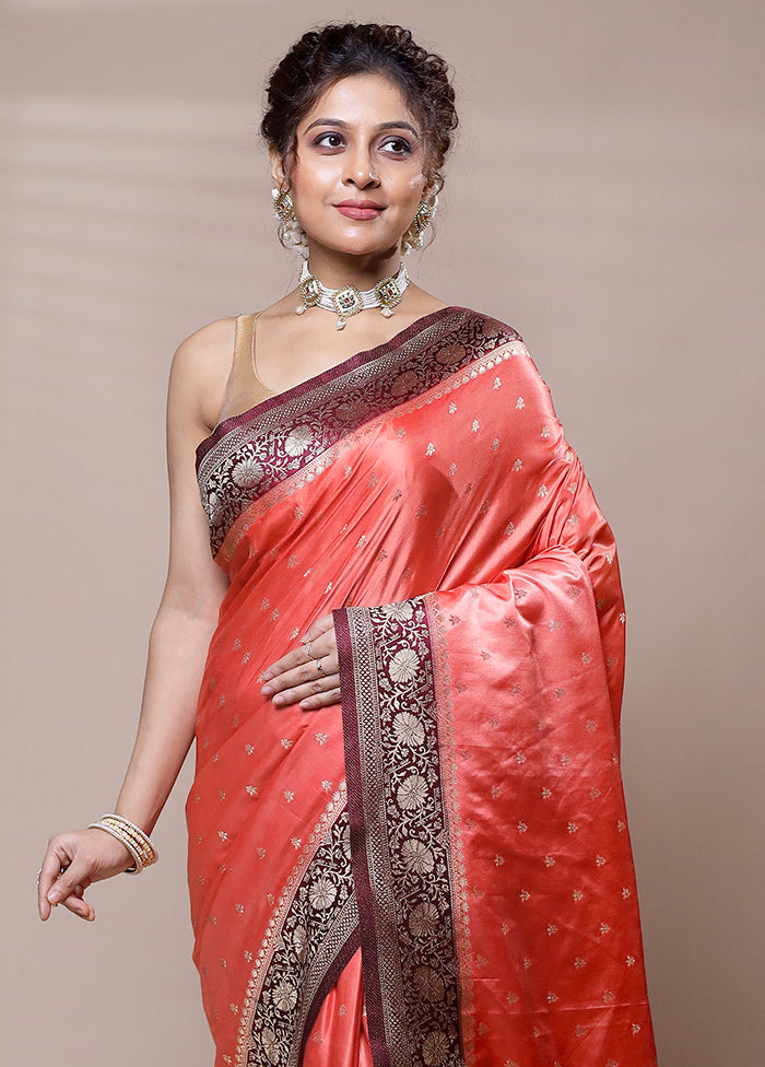 Pink Katan Silk Saree With Blouse Piece