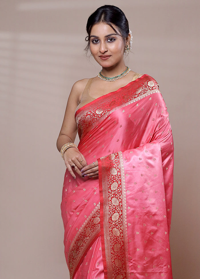 Pink Katan Silk Saree With Blouse Piece