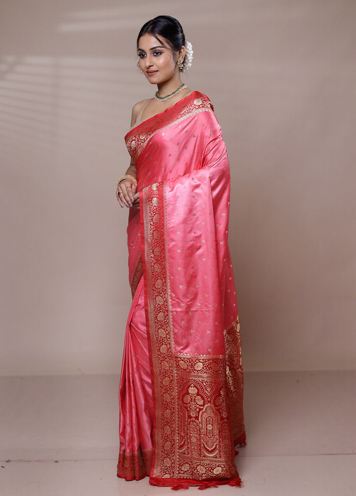 Pink Katan Silk Saree With Blouse Piece