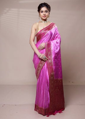 Pink Katan Silk Saree With Blouse Piece