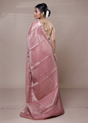 Pink Tissue Silk Saree With Blouse Piece