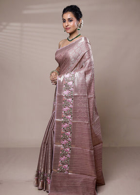 Purple Tissue Silk Saree With Blouse Piece