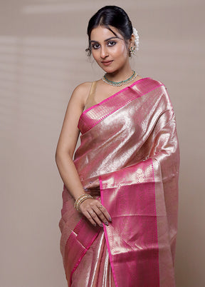 Pink Tissue Silk Saree With Blouse Piece