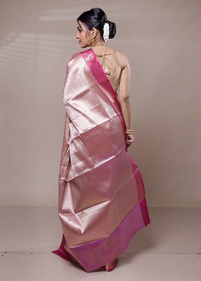 Pink Tissue Silk Saree With Blouse Piece