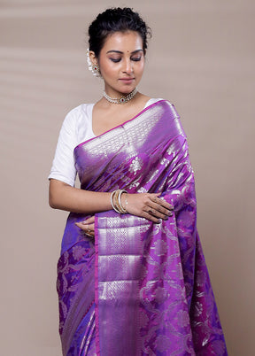 Purple Kora Silk Saree With Blouse Piece