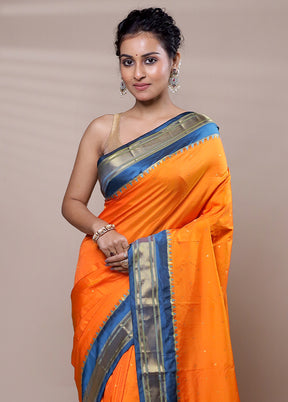 Yellow Kanjivaram Silk Saree With Blouse Piece