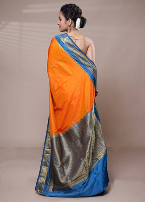 Yellow Kanjivaram Silk Saree With Blouse Piece