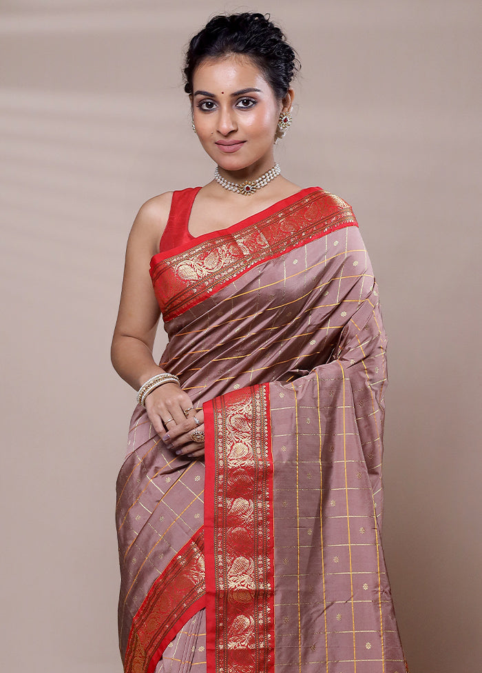 Brown Kanjivaram Silk Saree With Blouse Piece