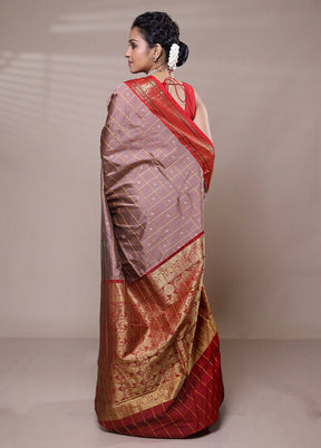 Brown Kanjivaram Silk Saree With Blouse Piece