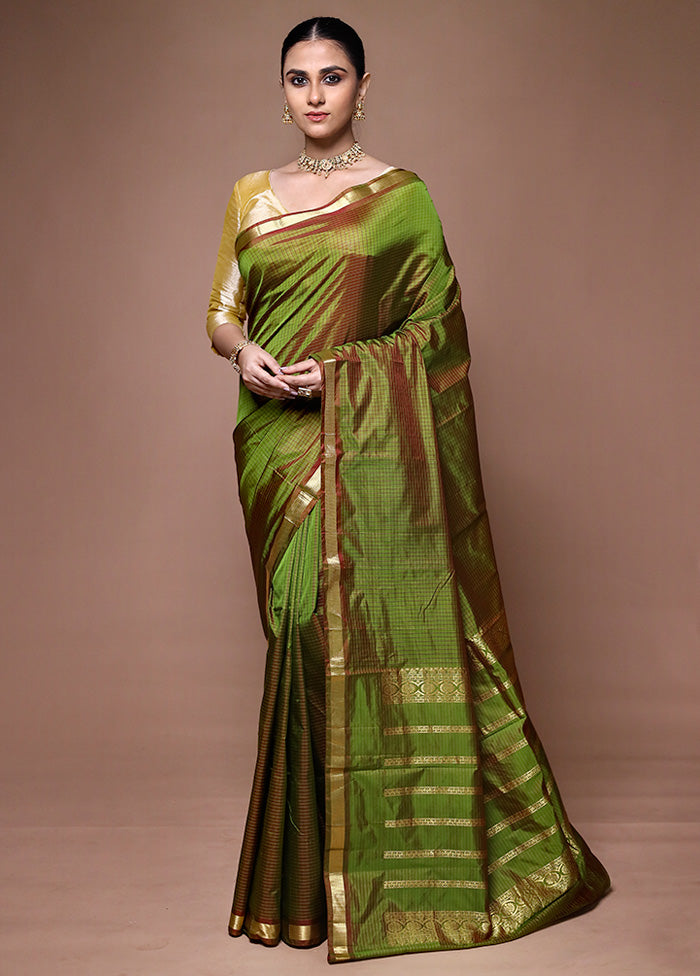 Green Kanjivaram Silk Saree With Blouse Piece