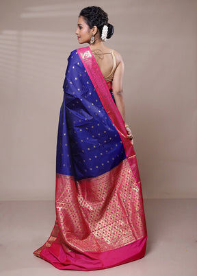 Blue Kanjivaram Silk Saree With Blouse Piece