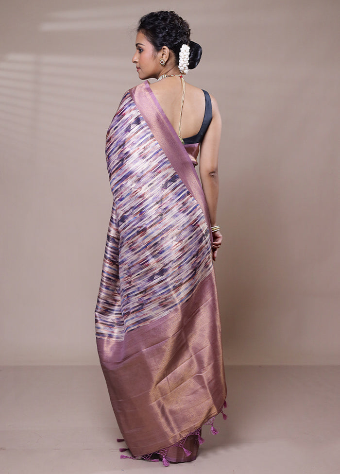 Purple Dupion Silk Saree With Blouse Piece