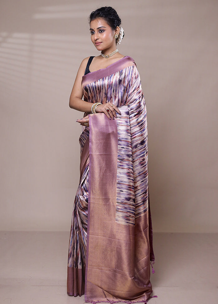 Purple Dupion Silk Saree With Blouse Piece