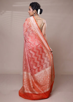 Orange Kora Silk Saree With Blouse Piece