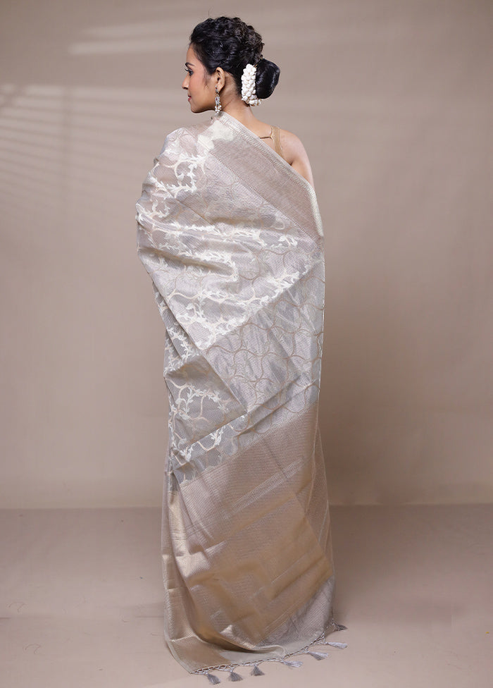 Cream Tissue Silk Saree With Blouse Piece