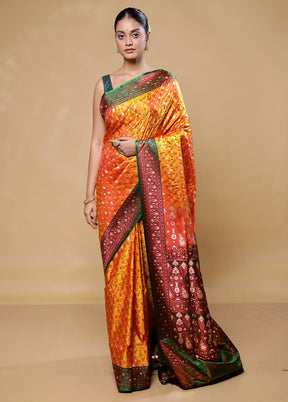 Orange Tanchoi Silk Saree With Blouse Piece