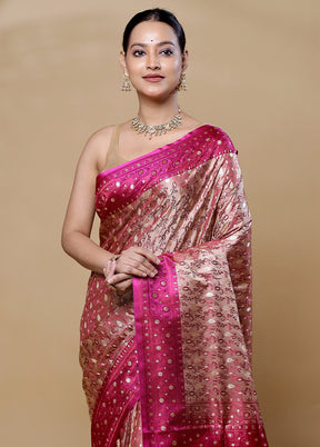 Brown Tanchoi Silk Saree With Blouse Piece