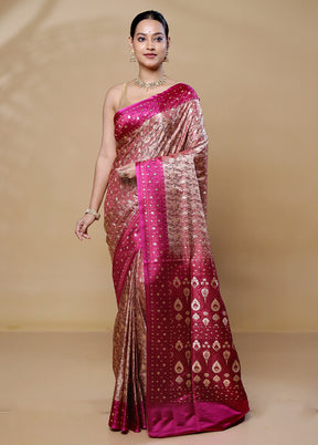 Brown Tanchoi Silk Saree With Blouse Piece