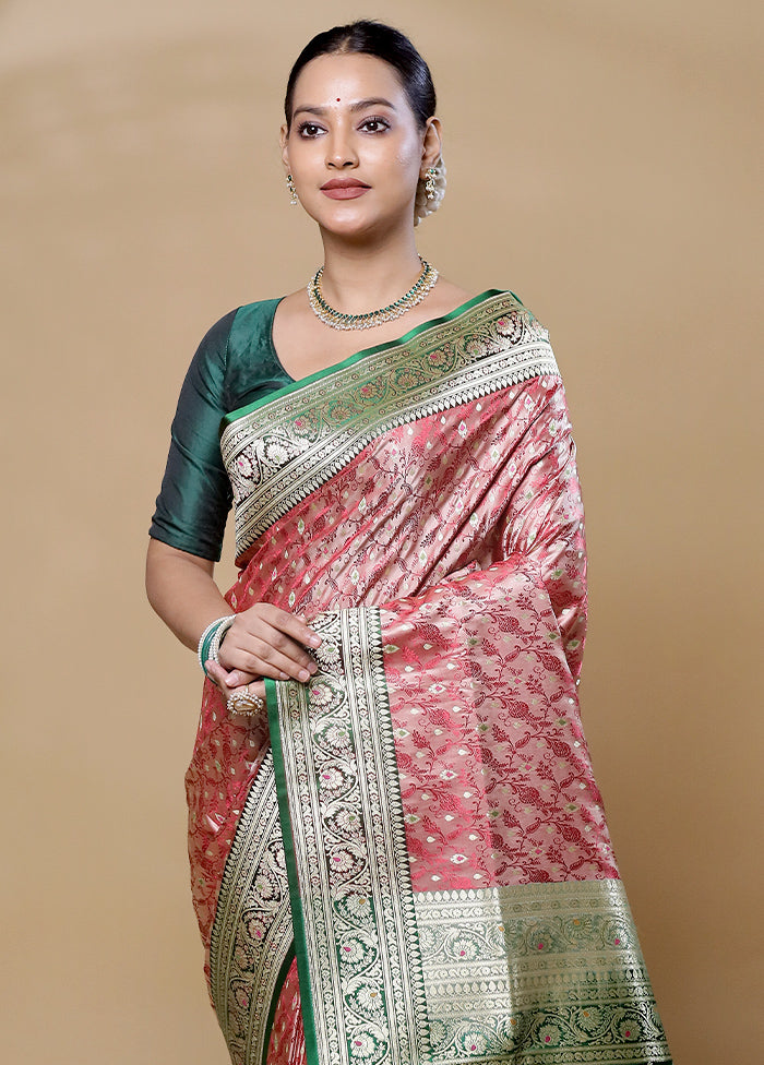 Pink Handloom Tanchoi Pure Silk Saree With Blouse Piece