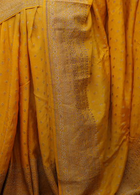 Yellow Handloom Pure Georgette Saree With Blouse Piece