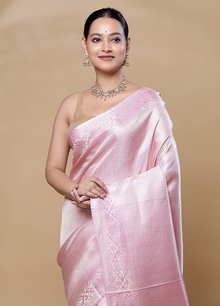 Pink Handloom Katan Pure Silk Saree With Blouse Piece